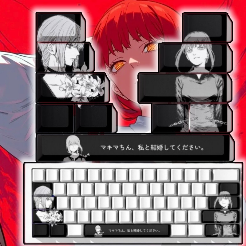 Gaming Pc Equipment - チェーンソーマンマキマテーマアニメキーキャップメカニカルキーボード PBT カスタムキーキャップ PC ゲーミングキーボードアクセサリーギフトコレクション