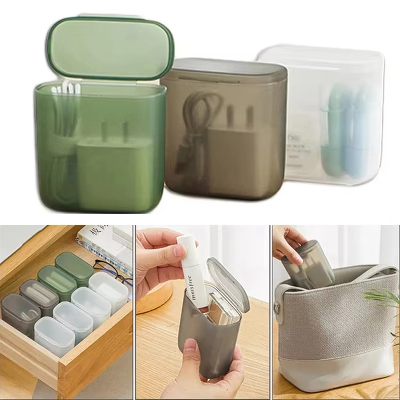 Desk Cable Organizer - デスクトップ用携帯電話データケーブル、有線ヘッドセット、充電器用透明収納ボックス、ケーブル収納オーガナイザー、ホームオフィス用品用