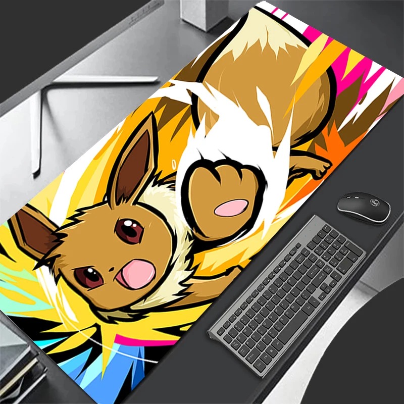 Pc Gaming Sultan - P-ポケモン イーブイ アニメ ゲーミングマウスパッド、拡張ノンスリップデスクマットキーボードパッド PC ラップトップ