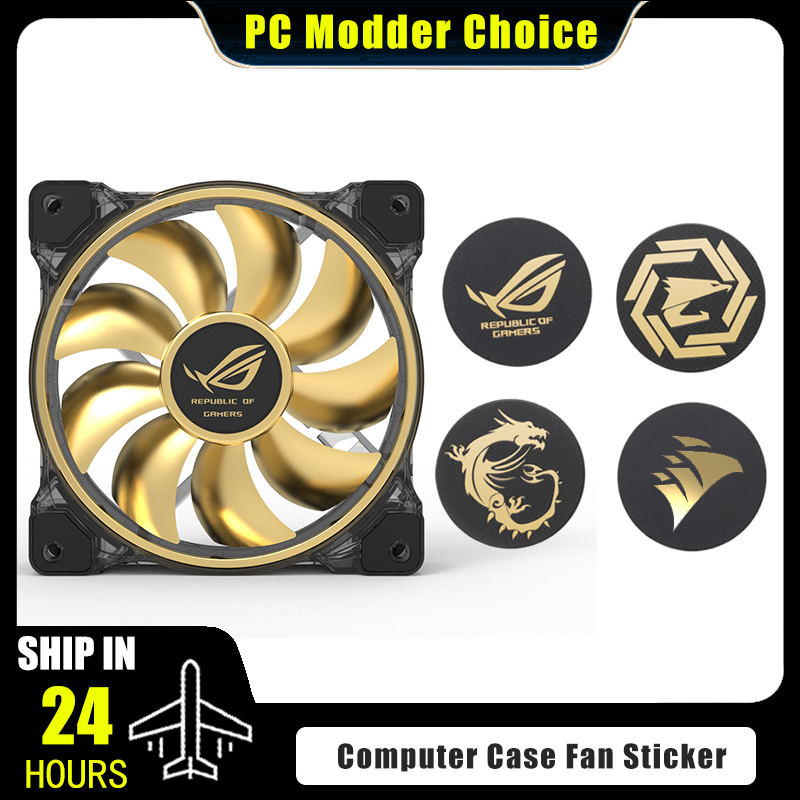 Gaming Pc Equipment - コンピュータケースファンロゴステッカー、ROG MSI AORUS Corsairラベル金メッキペーストPCゲーマーGPU装飾アクセサリー、3ピース/ロット