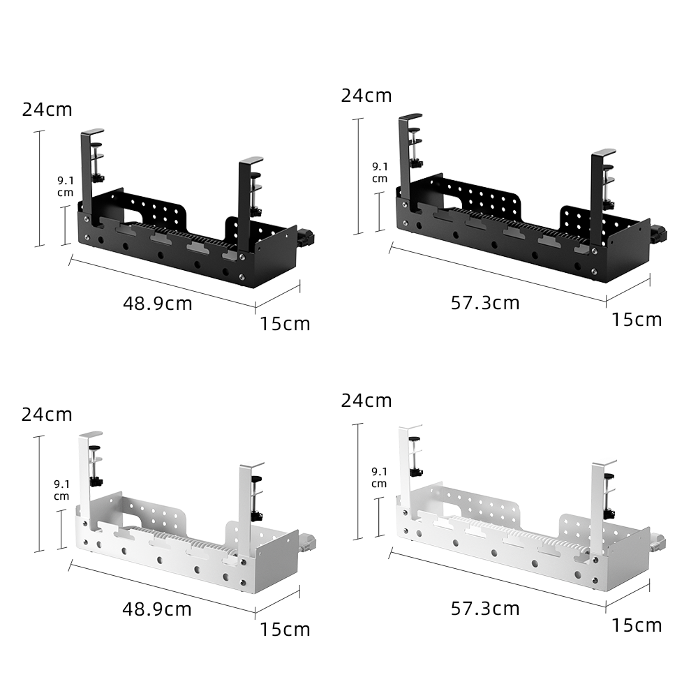 Desk Cable Organizer - デスク下ケーブル管理パネル、穴あけ不要、省スペース、大容量、調整可能ケーブルオーガナイザーパネル