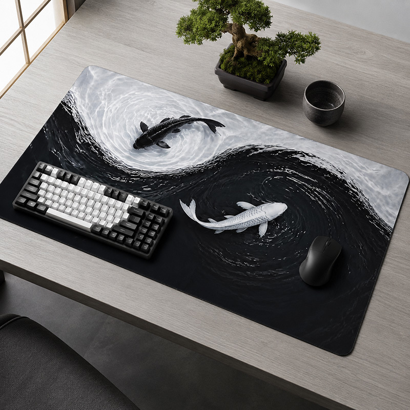 Pc Gaming White - 黒白鯉マウスパッドゲーマーXL大型ホームマウスパッドXXLオフィス天然ゴムカーペットPCテーブルマットマウスマット