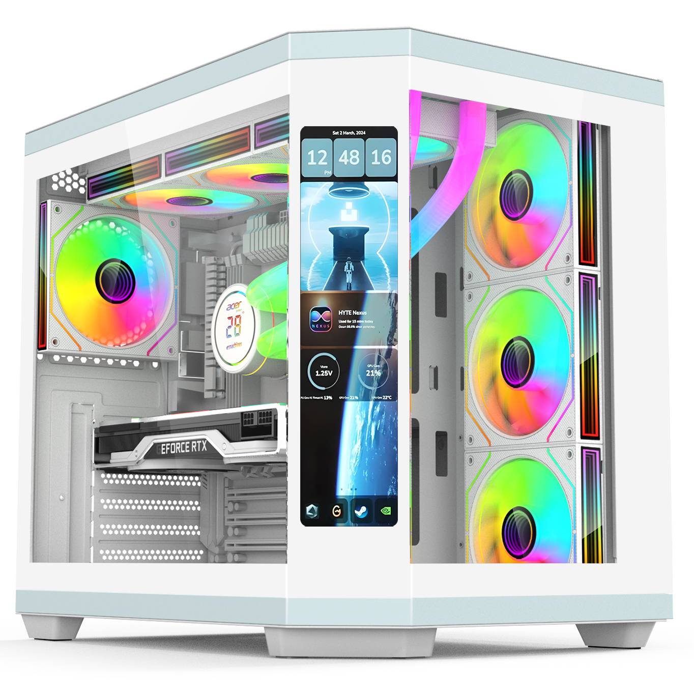 Pc Gaming White - フルタワー型白黒ATXゲーミングコンピューターケース＆タワーPCキャビネット、卸売PCゲーミングケース、オプションでLCDディスプレイ付き