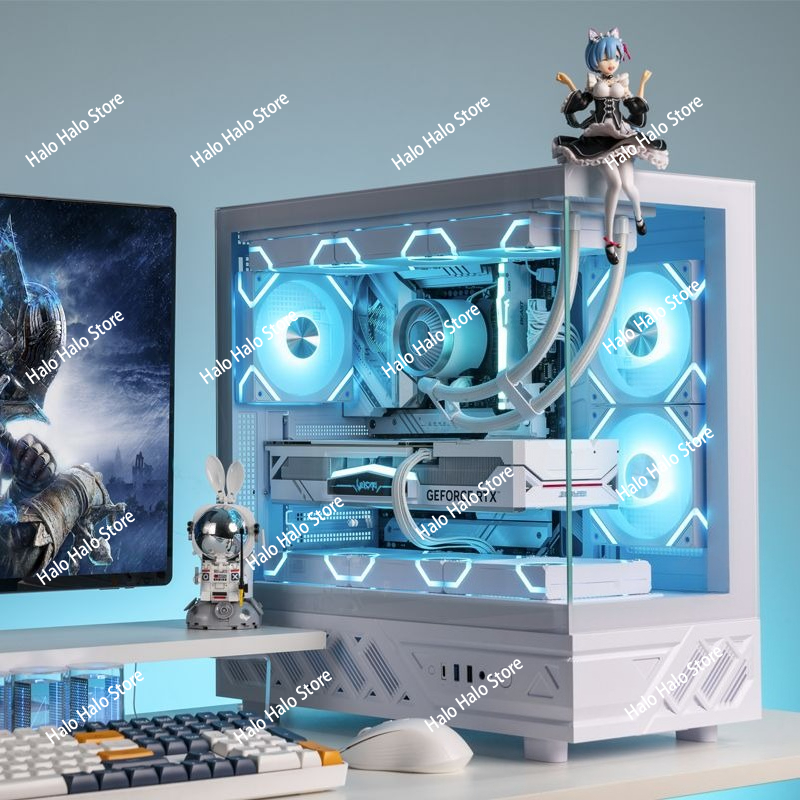 ホワイトシービューATX PCケース強化ガラス360mm水冷 - Pc Gaming White のレビューと価格