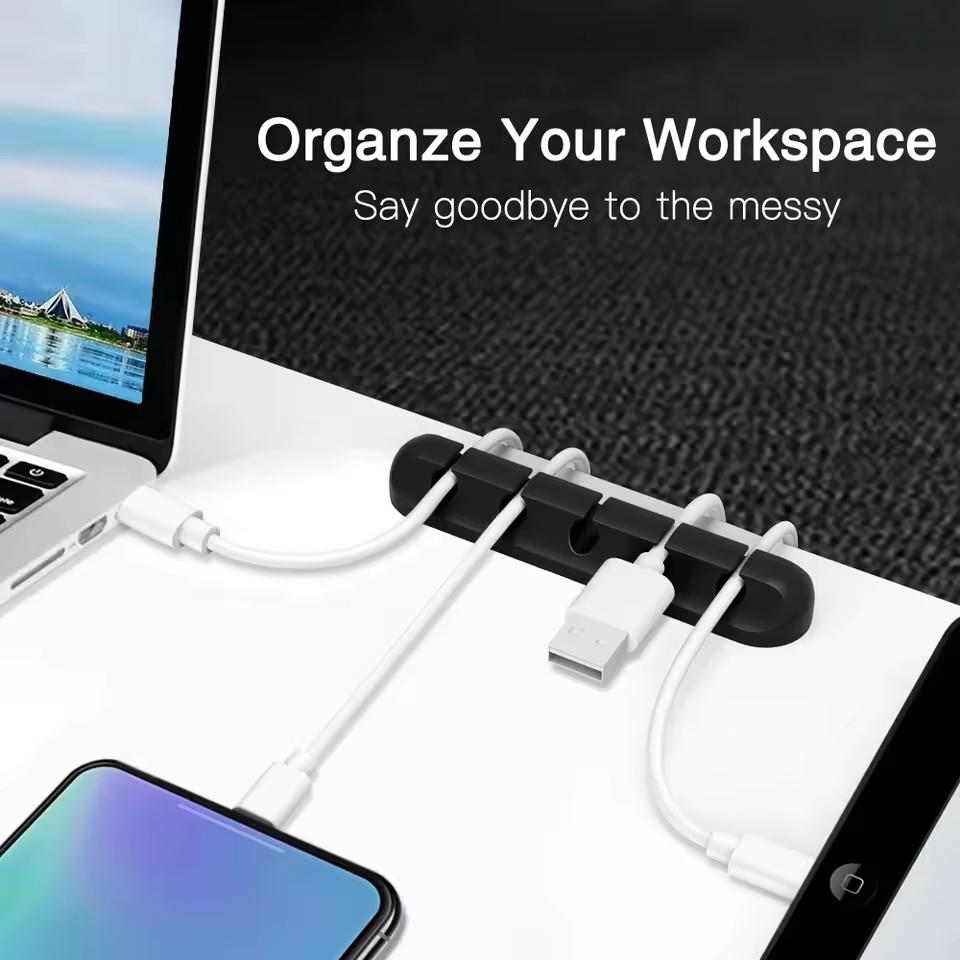 シリコン製USBケーブルオーガナイザー、USB充電ケーブル巻 - Desk Cable Organizer のレビューと価格