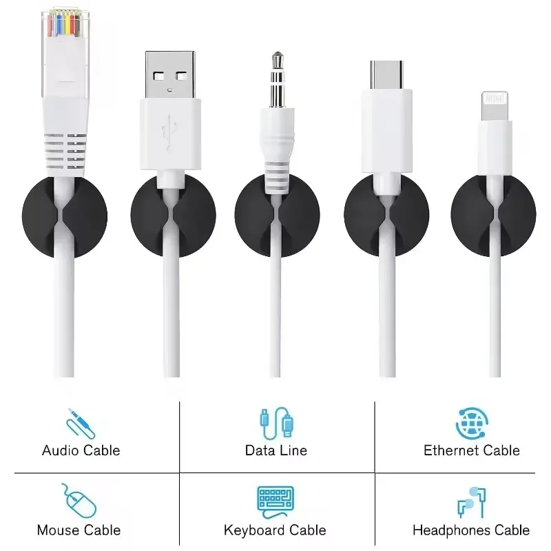5/50個入り デスクトップ/壁用ケーブルクリップ ワイヤー - Desk Cable Organizer のレビューと価格
